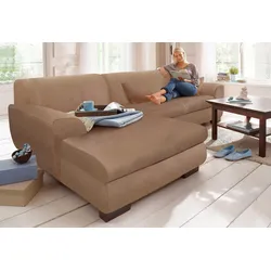 Ecksofa HOME AFFAIRE "Nika L-Form", braun (café), B:277cm H:84cm T:84cm, Primabelle-Microfaser (100% Polyester), Struktur (70% Polyacryl, 30% Polyester), Sofas, wahlweise mit Bettfunktion, auch in Cord