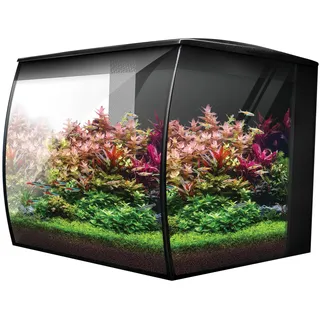 Fluval Flex 2.0 Aquarium Set 34 L, Nano Aquarium Komplettset mit geschwungener Frontscheibe, LED Beleuchtung mit Fernbedienung, integriertes 3-Stufen-Filtersystem, Fütterungsklappe und Düsenstrahlrohr