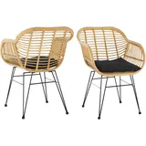 SalesFever Armlehnstuhl Rattanoptik 2er-Set natur,