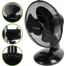 u-smiler 28 cm Tischventilator Schwarz