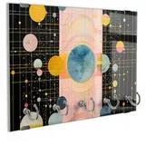 DEQORI Schlüsselbrett 'Symphonie der Planeten', (1 St), Schlüsselhalter Schlüssel Haken Schlüsselboard modern Schlüsselleiste bunt|schwarz
