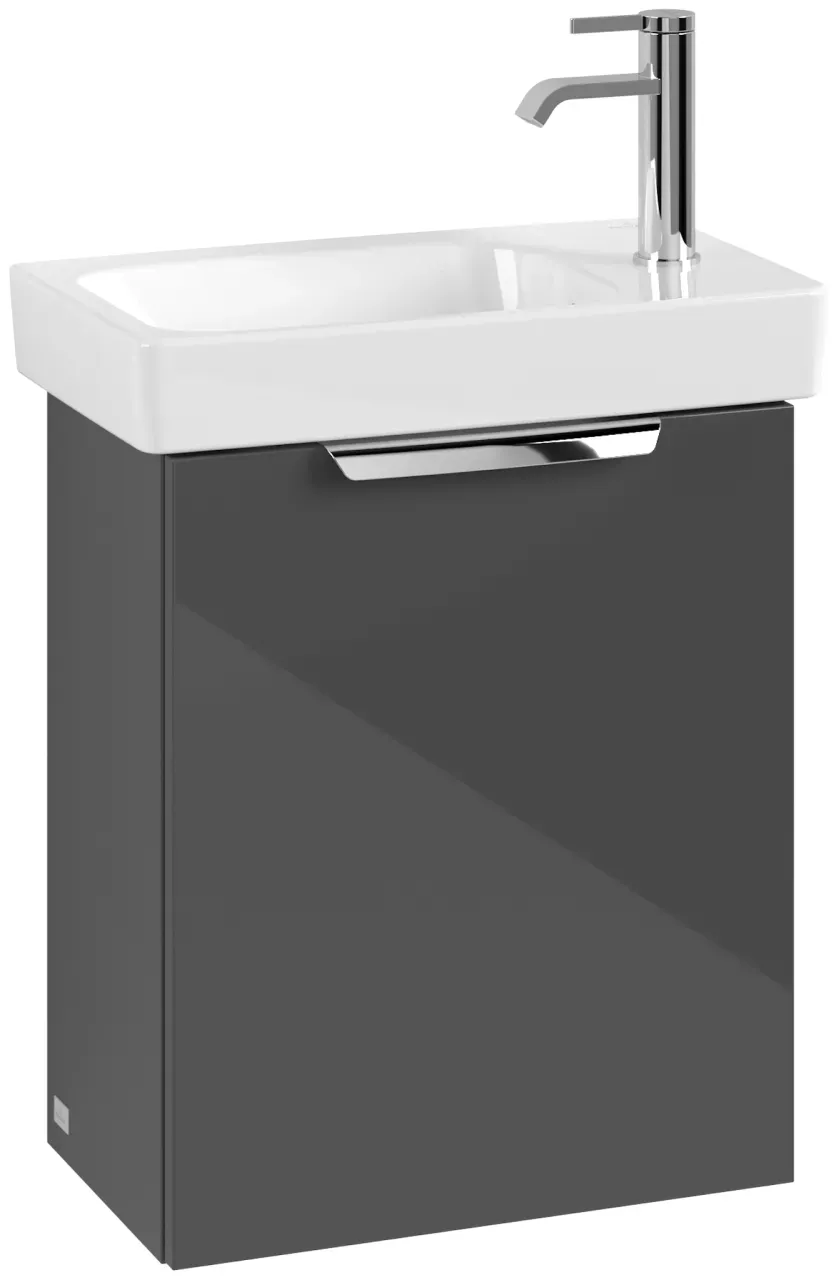 Villeroy & Boch Set LineUp 450mm mit Spiegel Anschlag rechts Glossy Grey S00801FPR1
