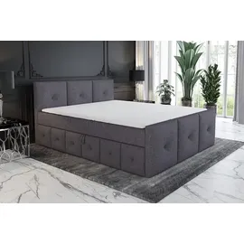 A&J MöbelLand Boxspringbett BOE 120 x 200 cm Silber