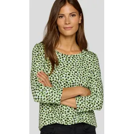Rabe 3/4-Arm-Shirt RABE, Damen, Gr. 46, farn, Web, Obermaterial: 92% Viskose, 8% Elasthan, bedruckt, tailliert hüftbedeckend, U-Boot-Ausschnitt, Shirts 3/4-Arm-Shirt, mit Animal-Print