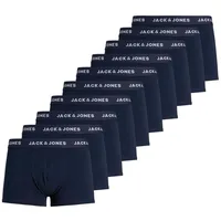 JACK & JONES Boxershort 10er Pack Boxershorts Trunks Set Stretch Hose Unterwäsche Basic Jersey JACSOLID, Farben:Dunkelblau, Größe:M