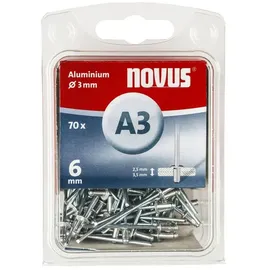 Novus Blindnieten Typ A3/6 Aluminium 6 mm 70 Stück
