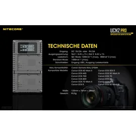 Nitecore UCN2 Pro Doppel Charger für Canon LP-E6