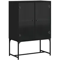 vidaXL Beistellschrank mit Glastüren Schwarz 69x37x100 cm