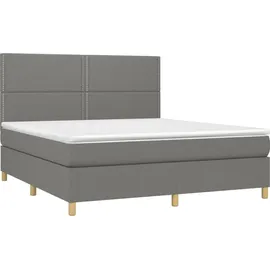 vidaXL Boxspringbett 180 x 200 cm Dunkelgrau