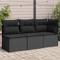 Festnight Gartensofa Rattan Sofa mit Stauraum Balkon Sofa 3 Sitzer Lounge Sofa Outdoor Rattansofa 3er Balkon Lounge Klein Balkonmöbel Couch Gartenlounge Gartenmöbel Polyrattan