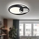 ETC Shop LED Deckenleuchte, Ring-Design schwarz-matt, weiß, L 40,5 cm - schwarz