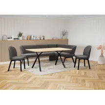 OTTO home Eckbankgruppe OTTO HOME "Aretha Essecke, Sitzgruppe, Eckbank, Küchenbank", schwarz (jet schwarz, schwarz), B:215cm H:87cm T:150cm, 90% PES, 5% Nylon, 5% Rayon, Sitzmöbel-Sets, Eckbankgruppe, Esszimmer Sitzgruppe, Tisch, Stühle und Bank gepolstert, 