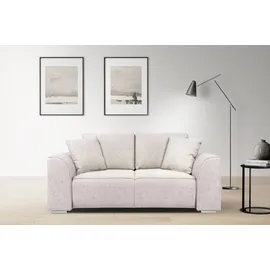 INOSIGN 2-Sitzer »BEATRICE, erhältlich in trendigen Stoffoptionen, B/T/H: 143/73/92 cm«, In hochwertiger Verarbeitung, incl. 2 großen Zierkissen in Korpusfarbe