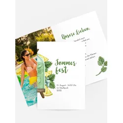 Einladung zum Sommerfest selbst gestalten mit Spruch und Fotos im Onlinedesigner bei Meine-Kartenmanufaktur.de
