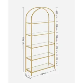 VASAGLE Bücherregal 83 x 30,2 x 183,5 cm Gold