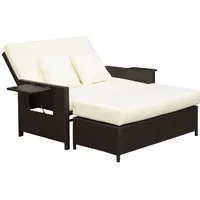 Outsunny Gartenmöbel, Braun, Creme, Kunststoff, Gartenmöbel, Gartenmöbel-Sets PE Polyrattan,