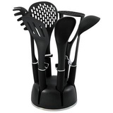 Schäfer 7-tlg. Küchenhelfer-Set Ergonomische Griffe Küchenbesteck Küchenhelfer Küchenutensilien Set Metallic Schwarz