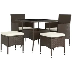 vidaXL 5-tlg. Garten-Essgruppe Poly Rattan Braun