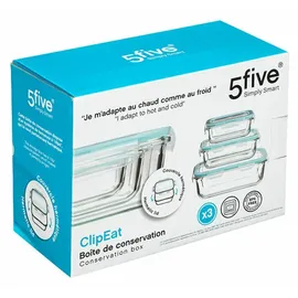 5 five simply smart 5five - 3 rechteckige aufbewahrungsdosen Clipeat glas