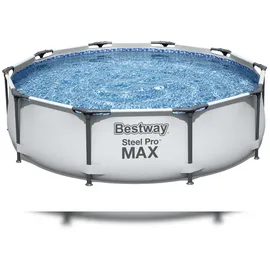 BESTWAY Steel Pro Max Frame Pool Set 305 x 76 cm lichtgrau inkl. Filterpumpe