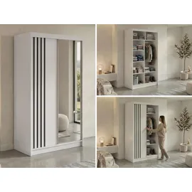MKS Schiebetürenschrank DIANA 120 x 216 x 61 cm Weiß/Schwarz