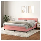 Lattenrost mit Matratze, Rosa, 180 x 200 cm, Samt, Plattform, mit Lattenhalter, einfache Montage, für Schlafzimmer, Erwachsene