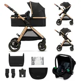 Kinderkraft ESME 3in1 Kombikinderwagen reisesysteme mit Babyschale I-size 40-75 cm, Zusammenklappen, Liegeposition, Schwarz
