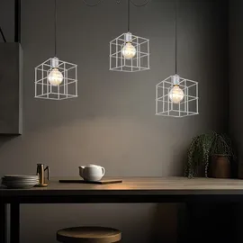 ETC Shop Hängeleuchte Pendellampe Deckenleuchte Wohnzimmerlampe Esszimmerleuchte, 3 Flammig, höhenanpassbar, Gitterschirme, Metall zink, E27, d 20 cm