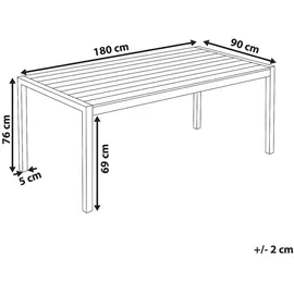 Beliani Beliani, Gartentisch Weiß Metall, Rechteckig, 90x76x180 cm VERNIO (90 cm)