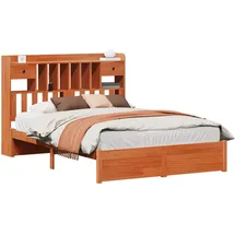 vidaXL Bücherregal-Bett 200 x 160 cm Massivholz Wachsbraun braun
