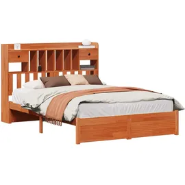 vidaXL Bücherregal-Bett 200 x 160 cm Massivholz Wachsbraun braun