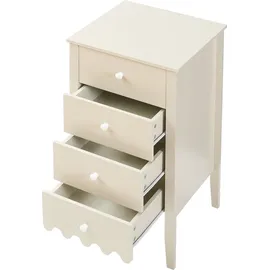 [en.casa] Kommode Luspoo mit 4 Schubladen 82 x 40 x 40 cm Cremeweiß