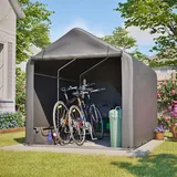 Gerätehaus Garagenzelt Carport Folienzelt Gartenschuppen Fahrradgarage Lagerzelt Aufbewahrungsgarage Auto Motorrad Schutz Unterstand 160x220x165 cm - Grau