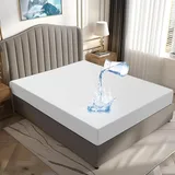 DUNSOO Matratzenschoner 180 x 200 cm wasserdicht und atmungsaktiv, Inkontinenzunterlage waschbar, Hygienischer Anti-milben Matratzen-bezug (Weiß, 180 x 200 cm)