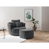 LEONIQUE »MAISIE, Love Seat XXL Lese-Sessel, Big-Sessel mit Hocker,«, (2 St.), Set in MEGA CORD und Web-Velours, drehbar 360 Grad