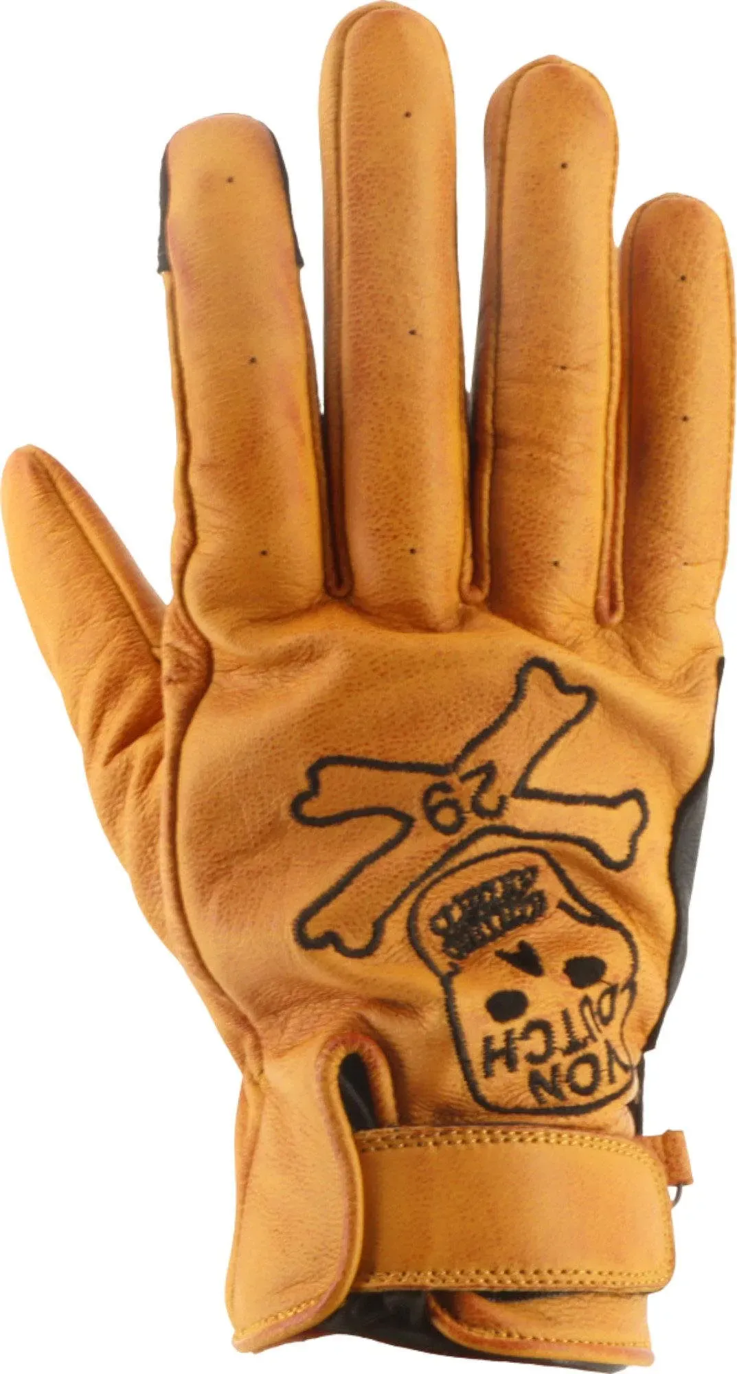 Von Dutch X Helstons Bones geperforeerde motorhandschoenen, zwart-goud, 2XL Voorman