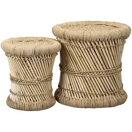 Marrakesch Orient & Mediterran Interior Boho Style Gartensessel 42 x 43 x 76 cm beige 2 St.