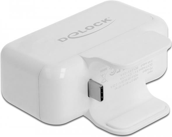 Delock Adapter for Apple power supply with PD and QC 3.0 - Netzteil - 2.4 A - PD 3.0, QC 3.0 - 4 Ausgabeanschlussstellen (USB, 2 x USB, USB-C) - weiß