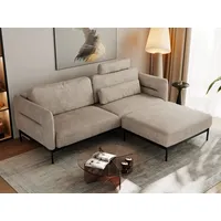 MKS MÖBEL Ecksofa SALENTO, Set, Komfortschaum, mobile Kopfstütze, Lose Kissen, Ecksofa L-Form, Puff, Taschenfedern, Metallstruktur, Schlafsofa beige