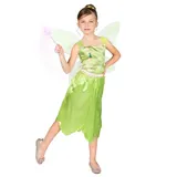 Disguise Kostüm Tinkerbell Basic Kostüm Disney für Mädchen Grün 104/116 (4-6 Jahre)