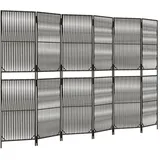 vidaXL Paravent 6-tlg. Grau Poly Rattan