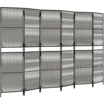 vidaXL Paravent 6-tlg. Grau Poly Rattan