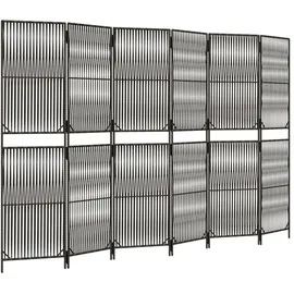 vidaXL Paravent 6-tlg. Grau Poly Rattan