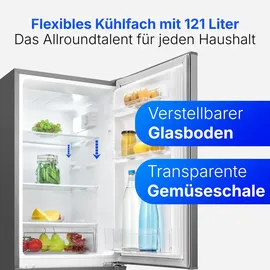 Bomann KG 7359 Kühl-Gefrierkombination (173 l, 1430 mm hoch, Edelstahl)