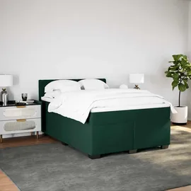 vidaXL Boxspringbett 140 x 200 cm Dunkelgrün