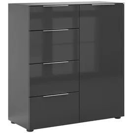 manjana möbel Kommode MANJANA MÖBEL "mit Chrom oder Schwarz matten Metallgriffen & Glasfront, Soft-Close", anthrazit matt, glas anthrazit, metall chrom, B:90cm H:98,7cm T:40cm, Glas, Holzwerkstoff, Metall, Sicherheitsglas ESG, Sideboards, Kommode, melaminbeschichteter 