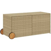 vidaXL Gartentruhe mit Rollen Beige 283L Poly Rattan