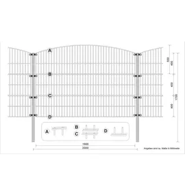 Aileenstore Gartenzaun Mattenzaun Doppelstabmattenzaun Anthrazit Grau Rund