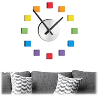 Relaxdays Wanduhr DIY, Uhr Wandtattoo zum Aufkleben, Zifferblatt Regenbogen,