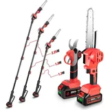 Elektro-Hochentaster und Teleskop-Hochentaster im Set, 2,25 m verstellbare Teleskopstange + 8-Zoll-Bürstenlose Kettensäge + 30mm Elektrische